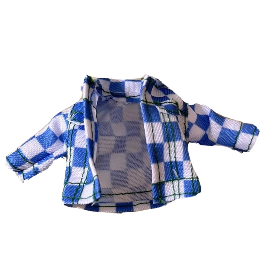 Barbie Extra Minis Doll Jacket Coat Blue Checkerboard Fits 5.5 Inch Dolls
